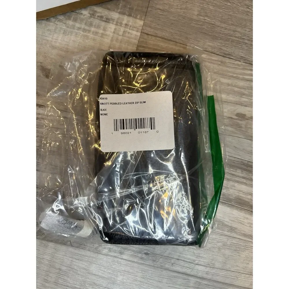 kate spade Knott Pebbled Leather Zip Slim Continental Wallet - Black NWT K5614